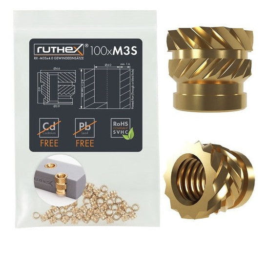 Ruthex M3 Gewindeeinsätze Kurz – RX-M3Sx4.0 (100 Stück)