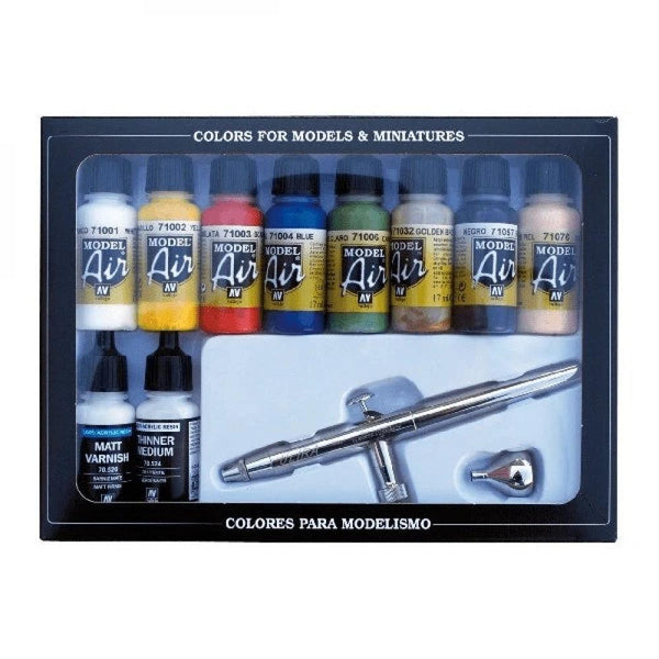 Vallejo Airbrush Set mit Basisfarben 10x17ML